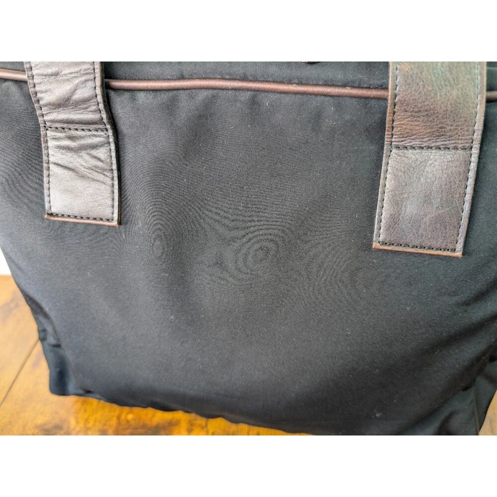 Tony Perotti Lost & Found Leather & Nylon Laptop Bag Tote Briefcase Brown Black